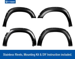 TYGER Auto - Tyger TG-FF8D4478 4PC Rivet Style Black Fender Flares for 19-22 Ram 1500 DC & CC - Image 2