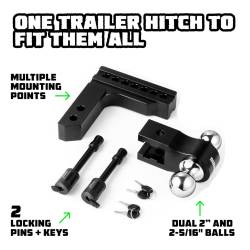 Rhino USA - Rhino USA RG-HTDROP2-BLK 6" Heavy Duty Drop Hitch 2" Black - Image 2