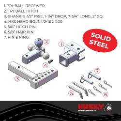 Husky Towing - Husky Towing 2" Tri-Ball Adjustable Trailer Hitch Ball Mount 30001 - Image 2
