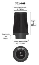 Airaid - Airaid 702-469 Performance Replacement Cold Air Intake Filter Black Dry Filter - Image 2