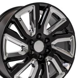 OE Wheels LLC - OE Wheels CV39 22x9 6x5.5 28mm Black/Chrome CV39-22090-6550-28B-ic - Image 1