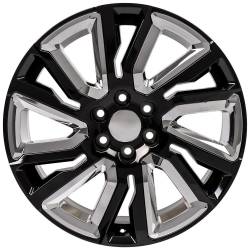 OE Wheels LLC - OE Wheels CV39 22x9 6x5.5 28mm Black/Chrome CV39-22090-6550-28B-ic - Image 2