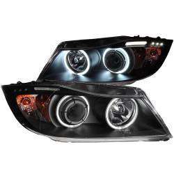 Anzo 121335 Projector Headlight Set w/CCFL Halo Black for BMW 3-Series