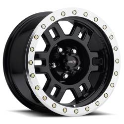 Vision Wheels 398 Manx 16x8 5x4.5 0mm Black Gloss w/Machined Lip 398-6865GBML0