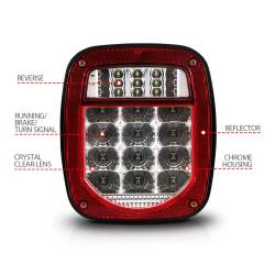 Anzo USA - Anzo USA Chrome LED Red/Clear Taillights Lens for Wrangler CJ/YJ/TJ 861082 - Image 3