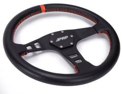 PRP - PRP 13" Shallow Dish Leather Wrap Steering Wheel Black/Orange G214 - Image 2