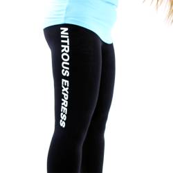 Nitrous Express - Nitrous Express 19124L Womens Black Leggings w/White Logo Large - Image 1