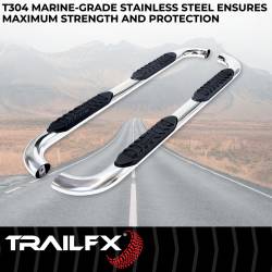 TrailFX - TrailFX A1008S Nerf Bar 4" Oval Side Steps Polished SS Rocker Mount - Image 2
