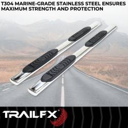 TrailFX - TrailFX A7099S 5" Oval Straight Nerf Bars Polished SS Rocker Panel Mount - Image 2