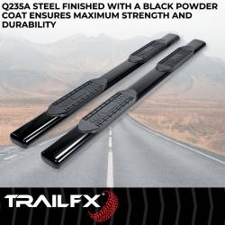 TrailFX - TrailFX A8255B 6" Oval Straight Nerf Bars Black Steel w/End Caps Panel Mount - Image 2