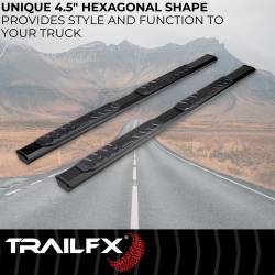 TrailFX - TrailFX AL4001B 4.5" Hex Nerf Bars Black Alu. w/Plastic End Caps Rocker Mount - Image 2