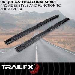 TrailFX - TrailFX AL4013B 4.5" Hex Nerf Bars Black Alu. w/Plastic End Caps Rocker Mount - Image 2