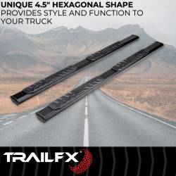 TrailFX - TrailFX AL4019B A4 Series Nerf Bars 4.5" Hex Black for Rocker Panel Mount - Image 2