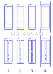 King Engine Bearings - King Engine Bearings MB 495AM0.25 MAIN BEARING SET for Nissan VG30D - Image 2