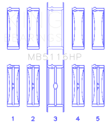 King Engine Bearings - King Bearings MB5116HP 001 MAIN Bearing SET for CHRYSLER 426CI 440CI V8 OHV - Image 2