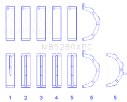 King Engine Bearings - King Bearings MB5280XPC MAIN Bearing SET for FORD V8 4.6L/5.4L SOHC - Image 2