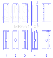King Engine Bearings - King Bearings MB5511XP STDX MAIN Bearing SET for GM 326 350 389 400 - Image 2