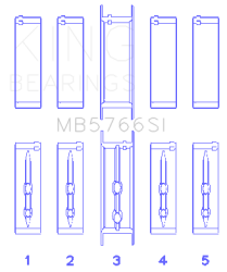 King Engine Bearings - King Engine Bearings MB5766SI Main Bearing Set for Chevy LS1/LS2/LS4/LS6 - Image 2