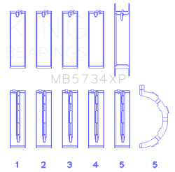 King Engine Bearings - King Engine Bearings MB5734XP0.25 MAIN BEARING SET for FORD CID COYOTE - Image 2