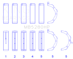 King Engine Bearings - King Engine Bearings MB5280HP STDX MAIN BEARING SET for FORD V8 4.6L/5.4L SOHC - Image 2