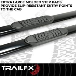 TrailFX - TrailFX A7054B 5" Oval Straight Side Bars Black Steel Rocker Panel Mount - Image 2