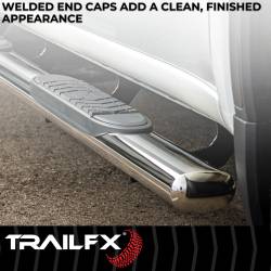 TrailFX - TrailFX A7056S 5" Oval Straight Side Bars Polished Steel Rocker Panel Mount - Image 2