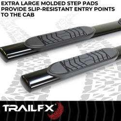 TrailFX - TrailFX A7087B 5" Oval Straight Nerf Bars Black Steel w/Step Pads - Image 2
