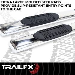 TrailFX - TrailFX A8215S 6" Oval Straight Nerf Bar w/Step Pad SS Rocker Mount - Image 2