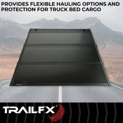TrailFX - TrailFX TFX1707 Premium Hard Tri-Fold Tonneau Cover Lockable Black Aluminum - Image 2