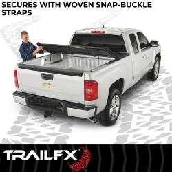 TrailFX - TrailFX TFX3009 Soft Tri-Fold Tonneau Cover Black Vinyl w/Rails - Image 2