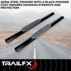 TrailFX - TrailFX A1511B 4" Oval Straight Nerf Bar Black Mild Steel Rocker Panel Mount - Image 2