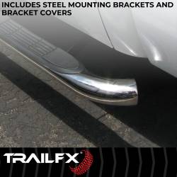 TrailFX - TrailFX A0060S 3" Round Nerf Bars Polished for Rocker Panel Mount - Image 2