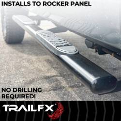 TrailFX - TrailFX A7091B 5" Oval Bent Nerf Bars Black Steel Rocker Panel Mount - Image 2