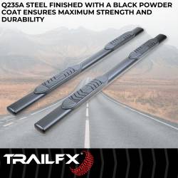 TrailFX - TrailFX A7099B 5" Oval Straight Nerf Bars Black Steel Rocker Panel Mount - Image 2