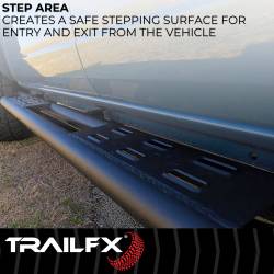 TrailFX - TrailFX BR011T Matte Black Rocker Guard Steps Round Tube 2 Step Areas Bolt-On - Image 2