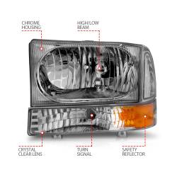 Anzo USA - Anzo USA Crystal Headlight Set w/Corners Chrome Super Duty/Excursion 111081 - Image 4