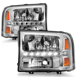 Anzo USA - Anzo USA Crystal 1-Piece Headlight Set Chrome Super Duty/Excursion 111088 - Image 2