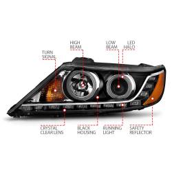 Anzo USA - Anzo USA Projector Headlight Set w/CCFL Halo Black for Kia Sorento 111248 - Image 4
