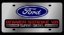 Eurosport Daytona - Eurosport Daytona 1508-1 Stainless License Plate Ford Power Stroke Logo - Image 1