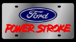 Eurosport Daytona - Eurosport Daytona 1502-4R Stainless License Plate Ford Power Stroke Logo - Image 1
