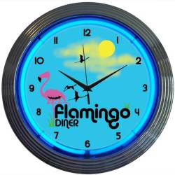 Neonetics - Neonetics 8FLAMX Flamingo Diner Neon Clock - Image 1