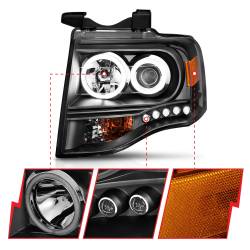 Anzo USA - Anzo USA Projector Headlight Set w/CCFL Halo Black Ford Expedition 111113 - Image 3