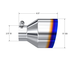MBRP Exhaust - MBRP Exhaust T5190BE Tip 5" OD Out 2.5" ID 6.5" Length Single Wall BE T304 - Image 2