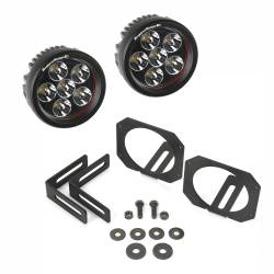Rugged Ridge - Rugged Ridge Bumper Light Mounts w/3.5" Round LEDs-Black 11232.27 - Image 1