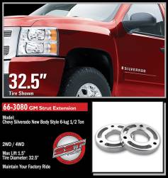 ReadyLift - ReadyLift 66-3080 1.5" Front Leveling Kit Billet Aluminum Strut Extensions - Image 2