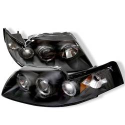 Spyder Auto - Spyder Auto 5010445 Black/Clear Halo Projector Headlights for 99-04 Ford Mustang - Image 1
