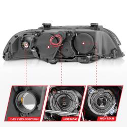 Anzo USA - Anzo USA Projector Headlight Set w/LED Halo Black BMW 5-Series 121017 - Image 5
