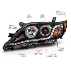 Anzo USA - Anzo USA Projector Headlight Set w/CCFL Halo Black for Camry 121442 - Image 4