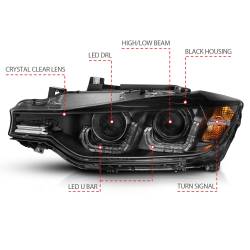 Anzo USA - Anzo USA Projector Headlight Set w/U-Bar Halo Black BMW 3-Series 121504 - Image 4