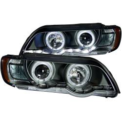 Anzo USA - Anzo USA Projector Headlight Set w/LED Halo Black BMW X5 121398 - Image 1